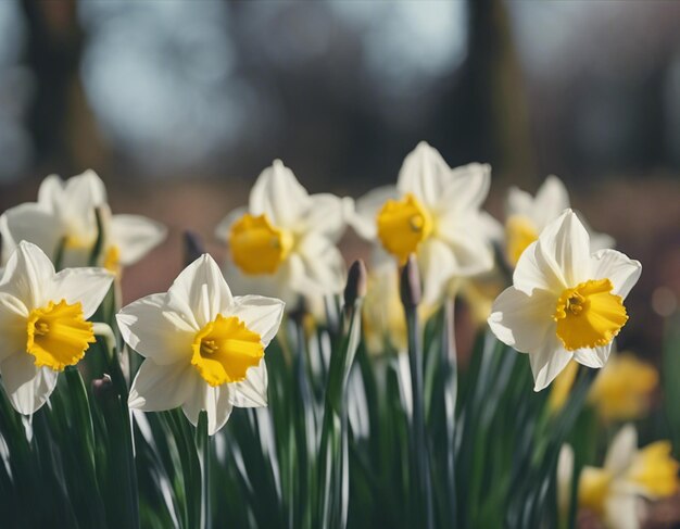 Een witte narcissus bloeit