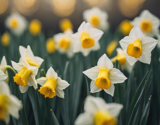 Foto een witte narcissus bloeit