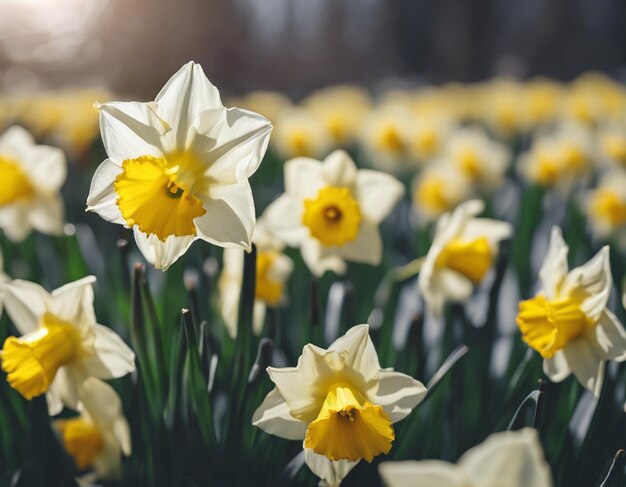 Een witte narcissus bloeit