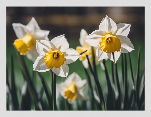 Foto een witte narcissus bloeit