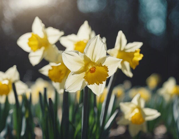 Foto een witte narcissus bloeit