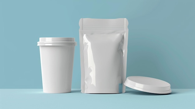 een witte plastic beker met een deksel waarop staat "take away"