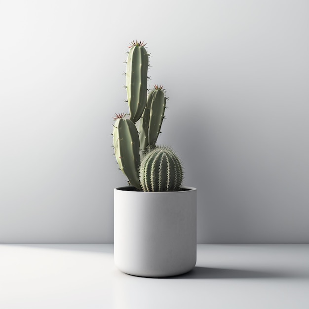 Een witte pot met daarin een cactus