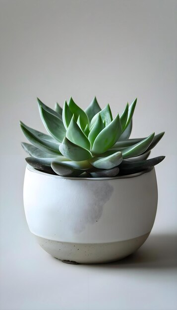 een witte pot met een groene plant erin