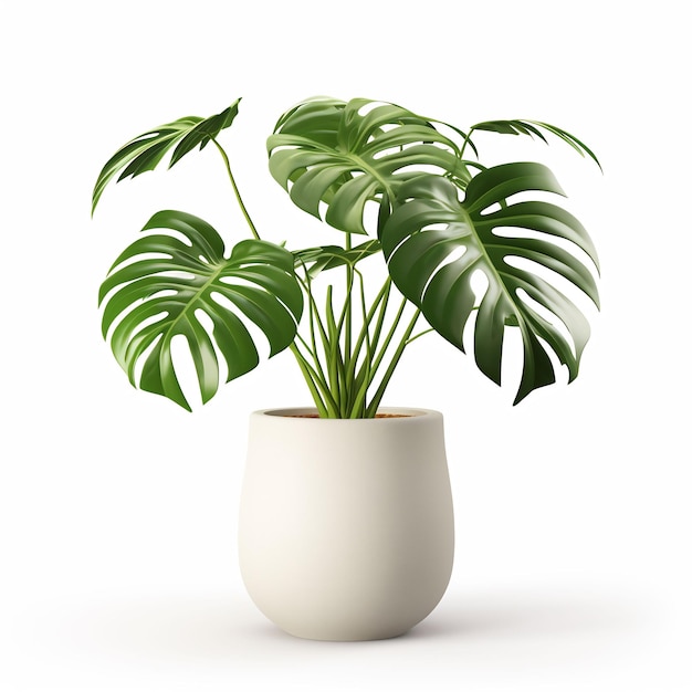 een witte pot met een plant erin die wit is