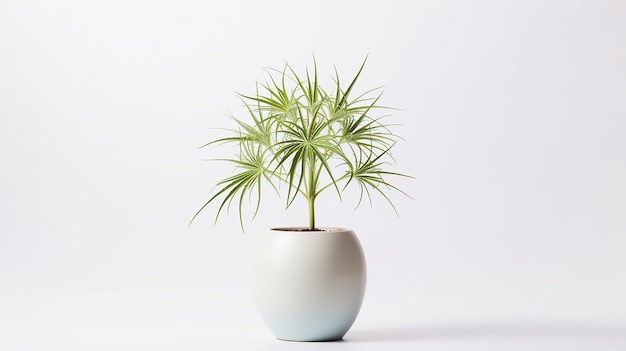 Foto een witte pot met een plant erin die wit is