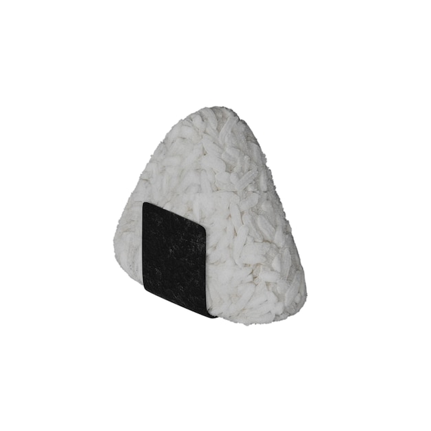 Een witte rijstwafel met een zwart vierkant in het midden.