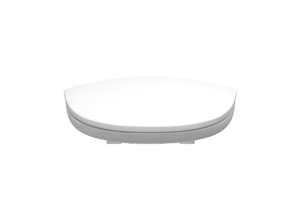 Een witte ronde toiletbril met een wit deksel.