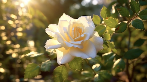 Een witte roos in de zon