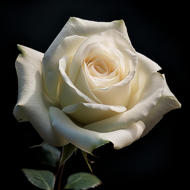 een witte roos met een zwarte achtergrond en een zwarte agtergrond.