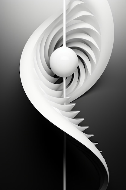 Foto een witte sculptuur met een spiraal erop