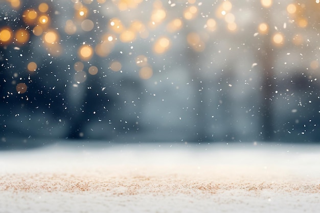 Een witte sneeuwscène met sneeuw die vage achtergrond valt