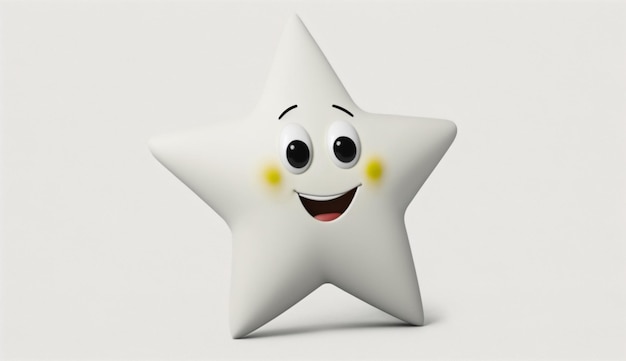 Foto een witte ster met een lachend gezicht en een lachend gezicht.