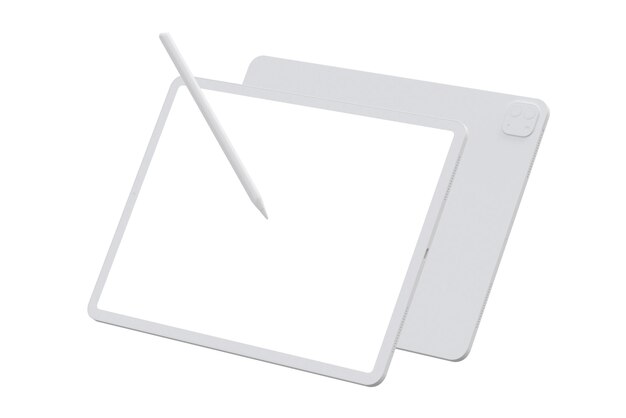 Foto een witte tablet met een pen erop