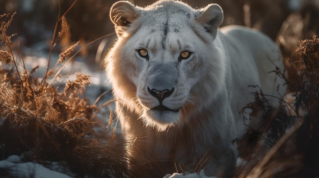 Een witte tijger in de sneeuw