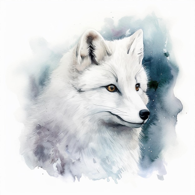 Een witte vos met een blauwe achtergrond en het woord arctic erop.