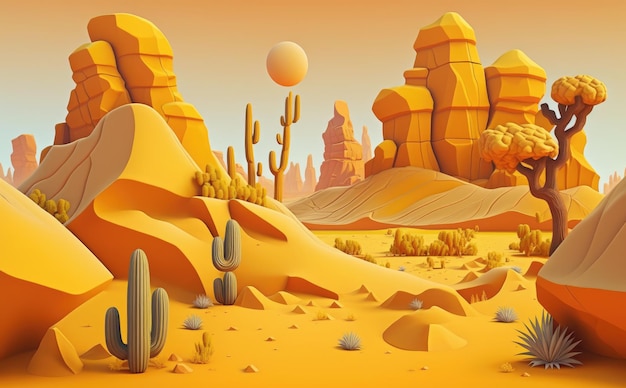 Een woestijn cartoon achtergrond illustraties voor kinderen cartoon-stijl ai gegenereerd