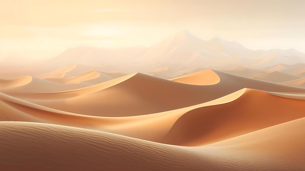 Een woestijnlandschap met op de voorgrond een zandduin