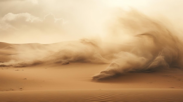 Foto een woestijnlandschap tijdens een zandstorm