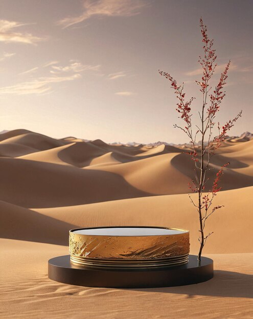 een woestijnscene met een woestijnscene en een kleine boom