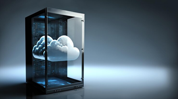 Een wolk wordt gezien in het midden van een computerserver die wordt gemarkeerd