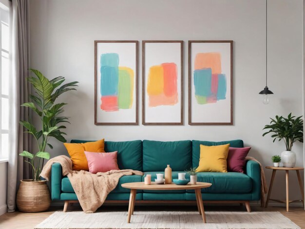 Een woonkamer vol meubels en een schilderij aan de muur