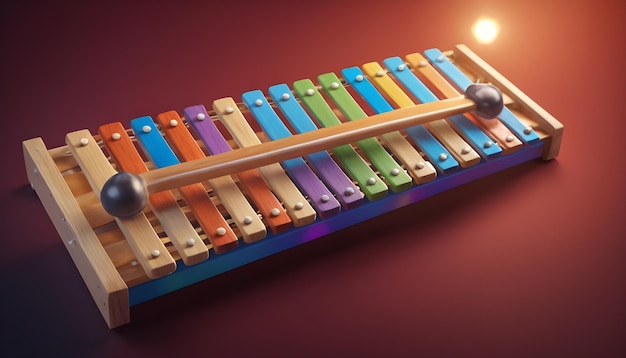 een xylofoon en glockenspiel schitteren onder zachte studio lichten in een opnamestudio