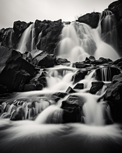 Een zachte en dromerige waterval Een minimalistische opname met lange belichtingstijd