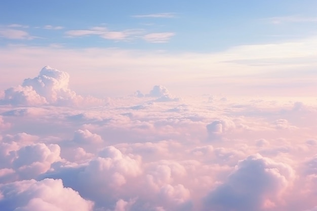 Een zachte lucht met wolken op de achtergrond in pastelkleur