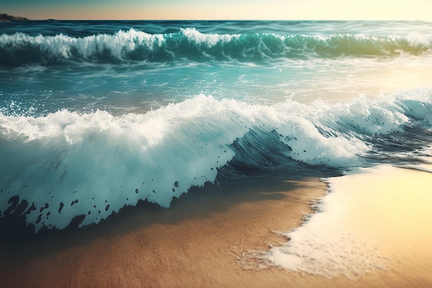 Een zachte oceaangolf op een zandstrand Achtergrond