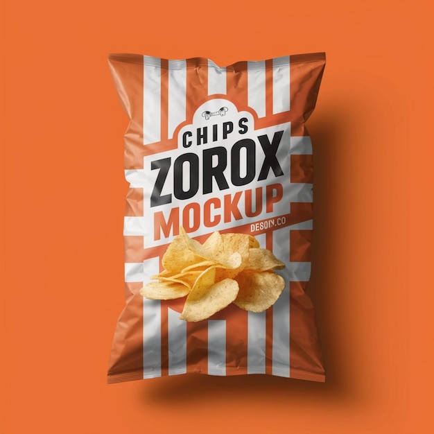 Foto een zak met chips die is gemaakt van chips