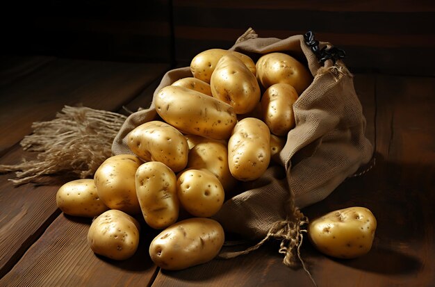 een zak met rauwe aardappelen erin generatieve ai