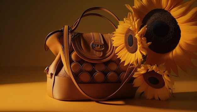 Een zak met zonnebloemen en een zak met een zonnebloem erop