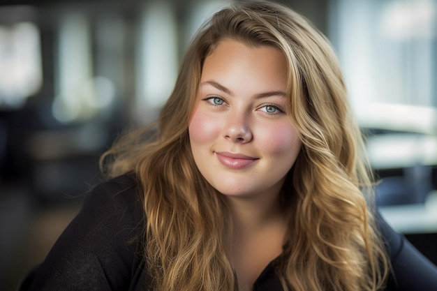 Foto een zakenvrouw die formele kleren draagt in haar kantoor