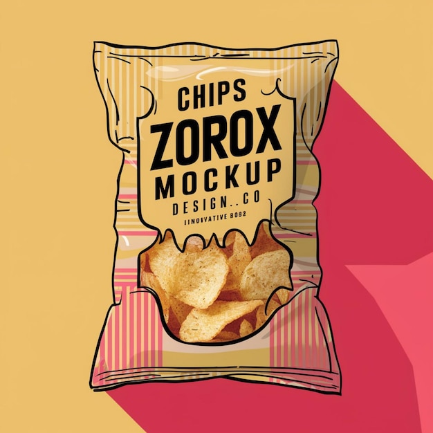 Foto een zakje met chips waarop staat chips.