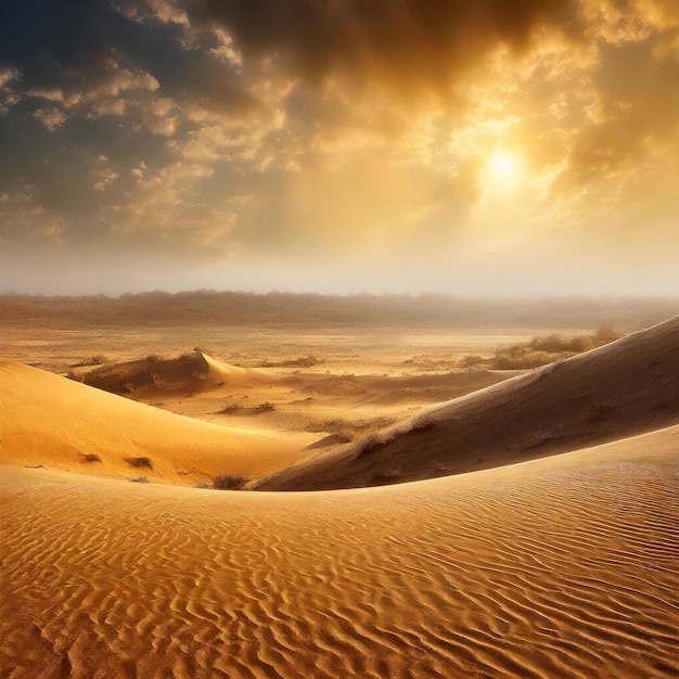 Foto een zandduin met de zon achter zich