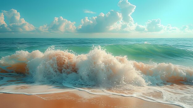 Een zandstrand met oceaan.