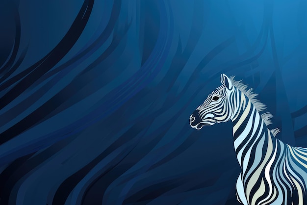 een zebra die midden in een blauwe oceaan staat