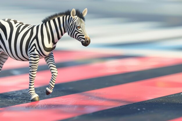 Foto een zebra loopt over een weg.