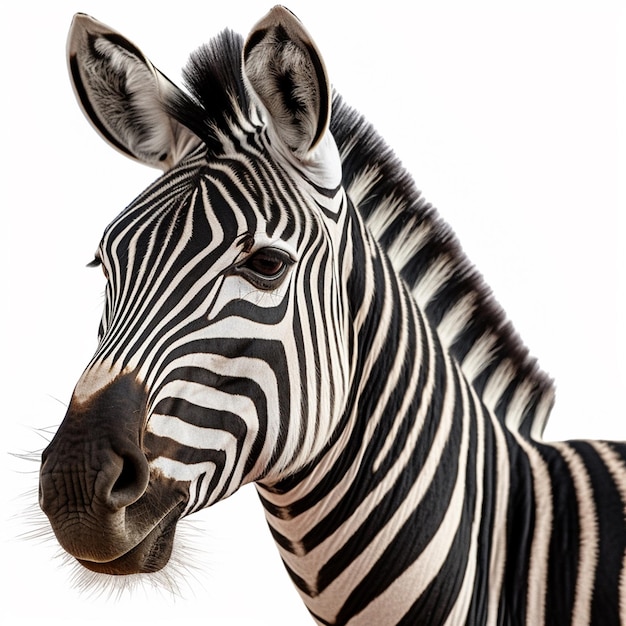 Een zebra met een zwart-wit patroon op zijn gezicht.
