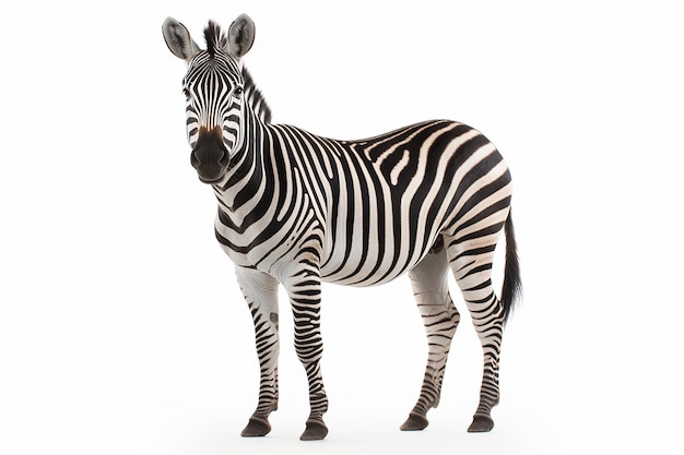 een zebra wordt getoond op een witte achtergrond