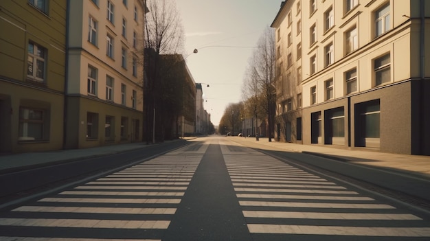 Een zebrapad in het midden van een stadsstraat