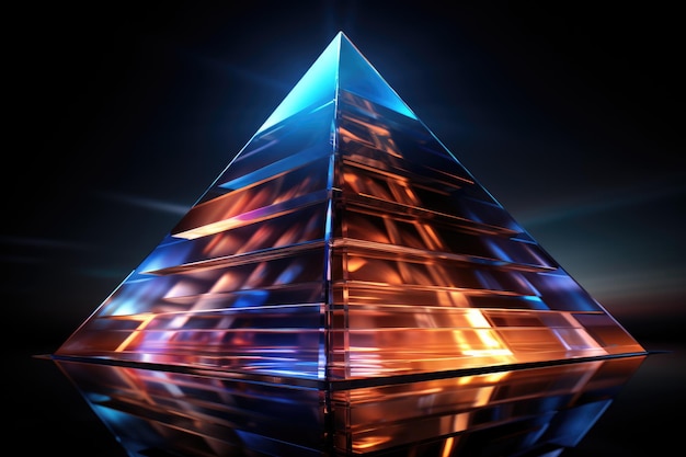 Een zeer hoge piramide met veel licht erop Digitaal beeld