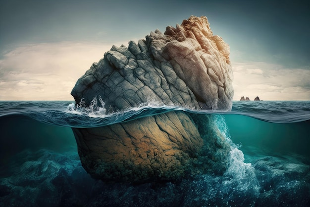 Een zeestroom over een rots