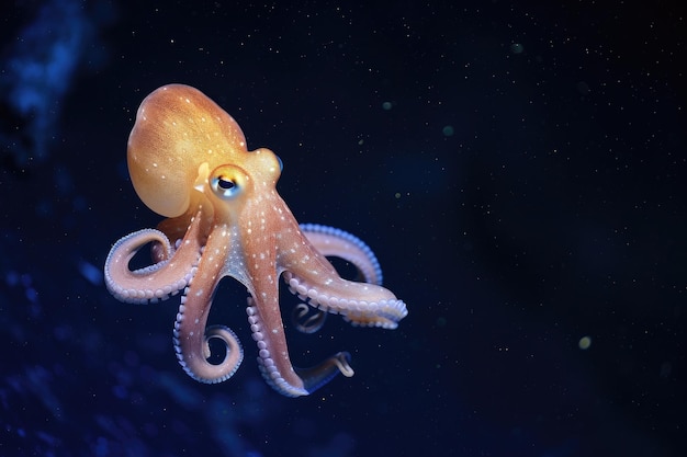 Een zeldzame Dumbo octopus die sierlijk zwemt in de diepe zee