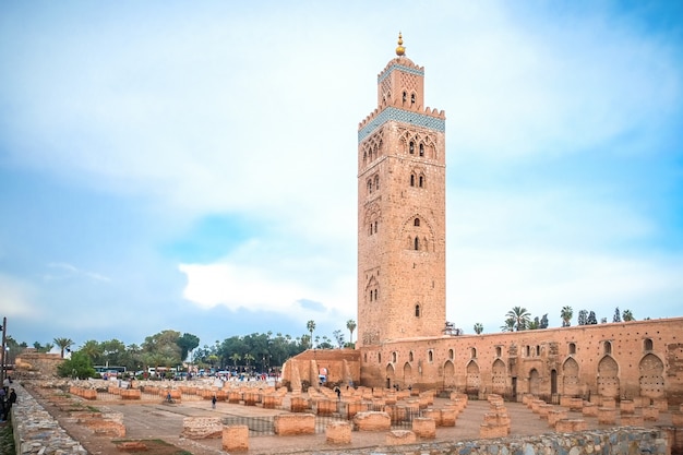 Een zicht op de Koutoubia-moskee. Marrakesh, Marokko.