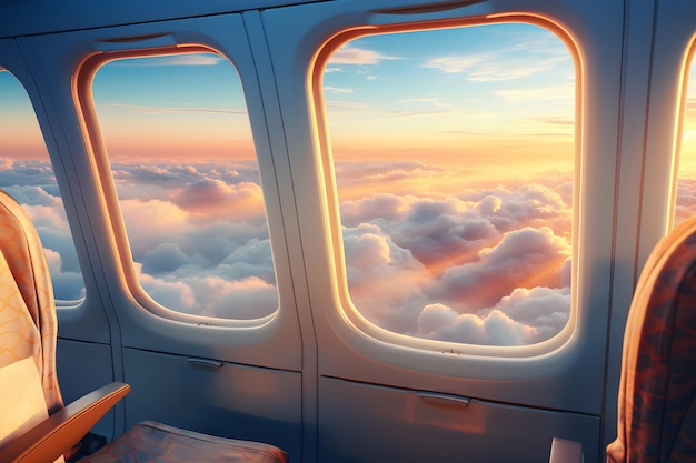 een zicht op de wolken vanuit een vliegtuig Uitzicht vanuit vliegtuigraam