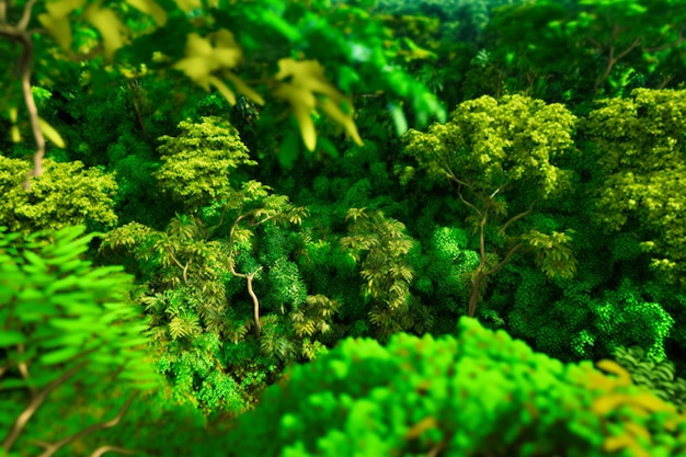 Een zicht op het groene bladerdak met weelderig loof en bomen