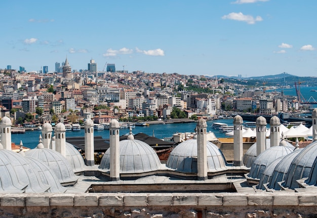 Een zicht op Istanbul, de Bosporus en de Galatatoren