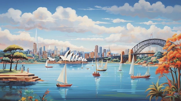 Een zicht op Sydney met het unieke Opera House